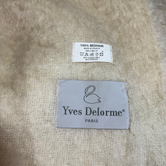 Yves Delorme Paris 100% Mohair Woven XL Blanket King Size 240x280cm Ivory Cream - Picture 5 of 6